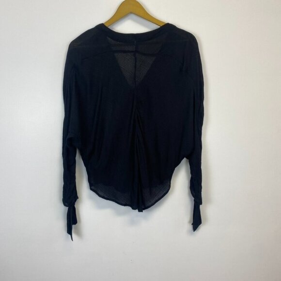 Free People Morning Dolman Sleeve Black Guaze Top - Picture 10 of 12